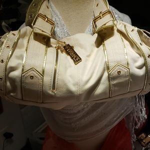 Rampage gold/cream large Satchel with Buckle!